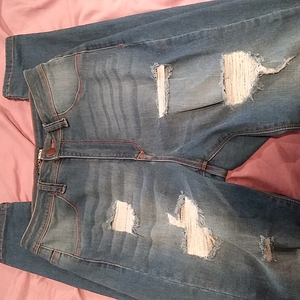 Fashion Nova distressed straight leg jeans